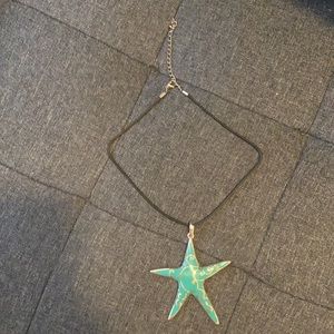 Turquoise and silver starfish pendant
